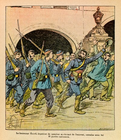 Lors des combats à Épinal en octobre 1870, le lieutenant Enard marche devant l