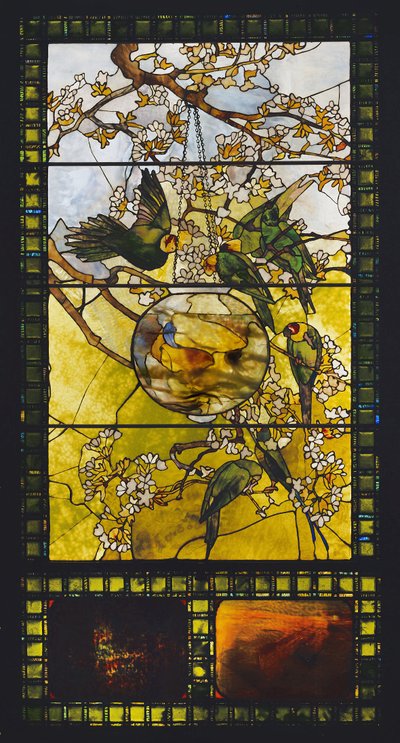 Perruches et bocal à poissons rouges, vers 1893 - Louis Comfort Tiffany