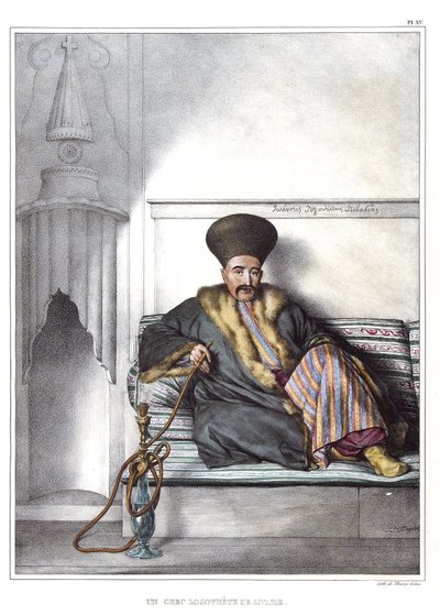 Un logothète grec de Livadie. dans "Voyage à Athènes et Constantinople, ou collection de portraits grecs et ottomans, vues et costumes, peints sur place ou d