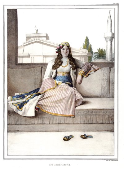 Un Athénien - Voyage à Athènes et Constantinople, collection de portraits grecs et ottomans, vues et costumes, lithographies et coloriées par Louis Dupre (1789-1837), élève de David. 1825 - Louis Dupré
