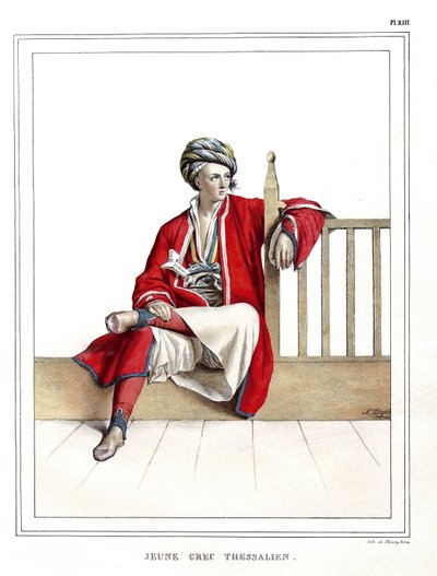 Jeune Grec Thessalien. dans « Voyage à Athènes et Constantinople, ou collection de portraits grecs et ottomans, vues et costumes, peints sur place d