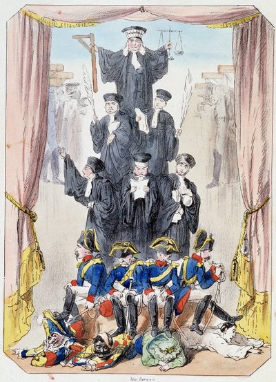 Les litideurs malgré eux - Lithographie, extrait du Théâtre des marionnettes du jardin des Tuileries, texte et dessin de Louis Edmond Duranty (1833-1880), Paris - Louis Edmond Duranty