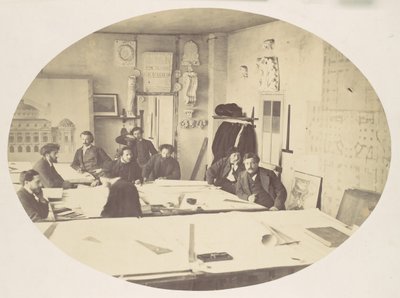 [Charles Garnier dans la salle de dessin en concevant le nouvel Opéra de Paris], vers 1870 - Louis Emile Durandelle