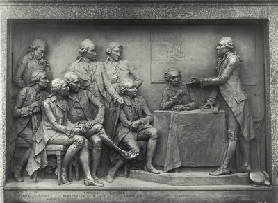 Antoine Laurent Lavoisier (1743-94) expliquant son analyse de l