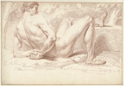 Homme nu couché, les bras derrière le dos - Louis Fabritius Dubourg