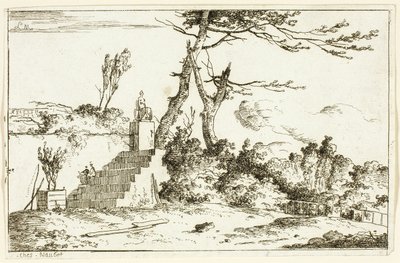 Paysage avec statue classique - Louis Gabriel Moreau