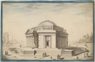 Temple Hexagonal dans un Paysage Italianisant - Louis Gustave Taraval