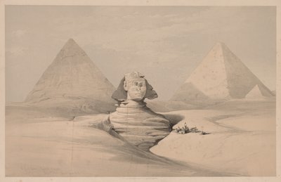 Égypte et Nubie : Volume I - N° 18, Le Grand Sphinx, Pyramides de Gizeh, Vue de Face - Louis Haghe