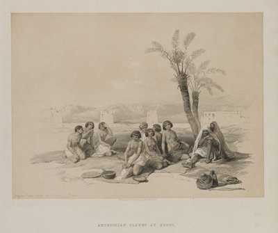 Égypte et Nubie, Volume I : Esclaves abyssins se reposant à Korti-Nubie, 1847 - Louis Haghe