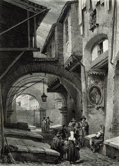Le Ghetto, Rome, gravé par S.V. Hunt, Cassell und Company, 1847 - Louis Haghe
