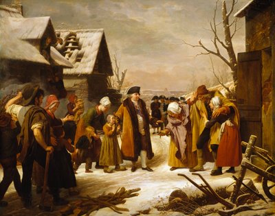 Louis XVI distribuant des aumônes aux pauvres de Versailles pendant l