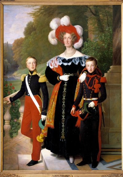 La reine Marie-Amélie et deux de ses fils, le duc d