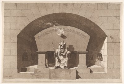 Tombe avec la Mort trônant en sphinx, vers 1779-84 - Louis Jean Desprez