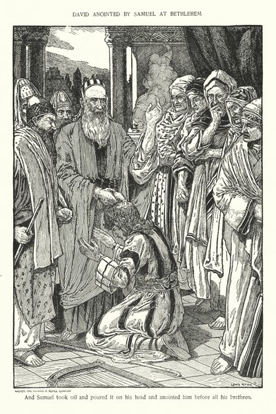 David oint par Samuel à Bethléem - Louis John Rhead