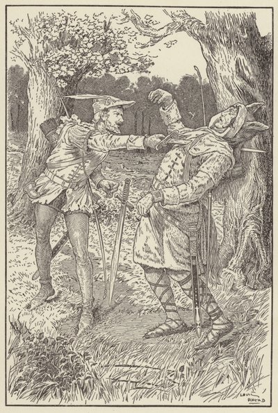 Robin enfonça sa lame dans le corps de Sir Guy - Louis John Rhead