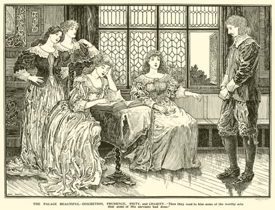 Le Palais Beau, Discrétion, Prudence, Piété et Charité - Louis John Rhead