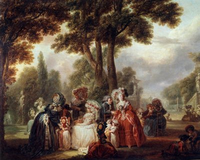 Réunion mondaine de nobles dans un jardin. Peinture de Louis Joseph Watteau dit Watteau de Lille (1731-1798). 18ème siècle. Paris. Musée Cognacq-Jay - Louis Joseph  Watteau