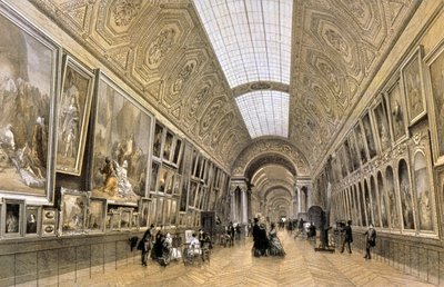 La Grande Galerie, musée du Louvre, c.1850 - Louis Jules (after) Arnout