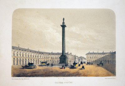 Colonne Vendôme, Paris. Lithographie aquarelle, illustration par Arnout, dans « Album, souvenirs de Paris », éditeur Daziaro, Paris - Louis Jules Arnout