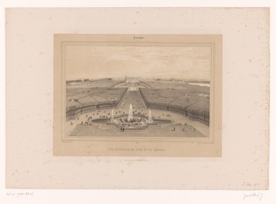 Zicht op de tuinen van Versailles - Louis Julien Jacottet