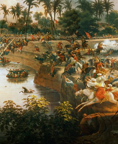 Bataille des Pyramides (huile sur toile) - Louis Lejeune