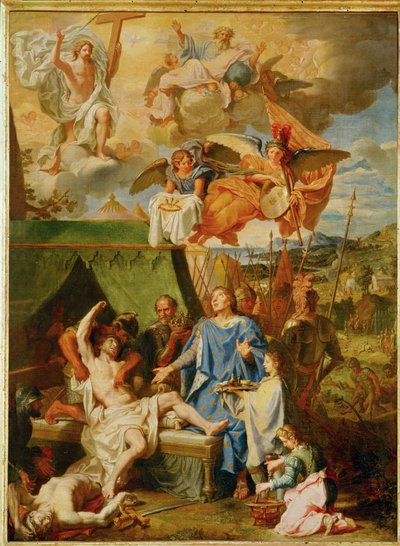 Saint Louis guérissant la scrofule (peinture sur toile) - Louis Licherie de Beurie