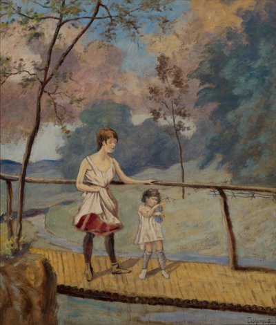 Deux filles sur un pont de bois - Louis Michel Eilshemius
