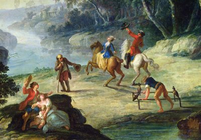 Une chasse avec des faucons (détail) - Louis Philippe Crepin
