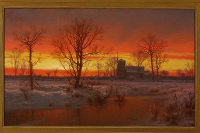 Coucher de soleil, hiver - Louis Rémy Mignot