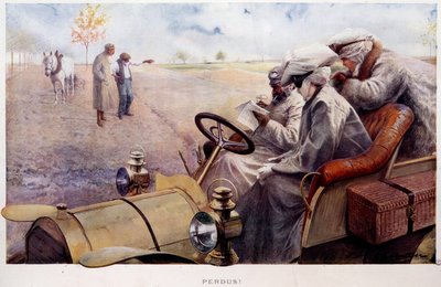 Perdus ! Voyageurs cherchant leur chemin dans une campagne - Louis Remy Sabattier