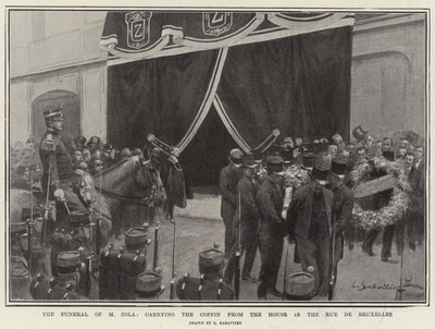 Les funérailles de M. Zola, transport du cercueil depuis la maison de la rue de Bruxelles - Louis Remy Sabattier