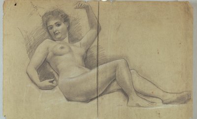 Étude de figure nue allongée - Louis Schaettle