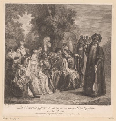 La Doloride affligée de sa barbe vient prier Don Quichotte de la venger (Histoire de Don Quichotte de La Mancha) - Louis Surugue