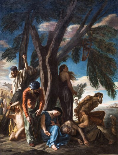 La dernière halte des Juifs emmenés en captivité à Babylone, 1843 (huile sur toile) - Louis de Planet