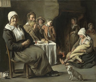 Intérieur paysan avec un vieux joueur de flûte - Louis le Nain
