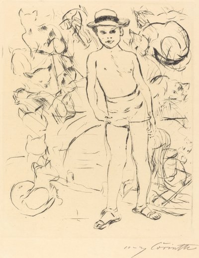 Garçon portant un maillot de bain et un chapeau de paille, 1915 - Lovis Corinth