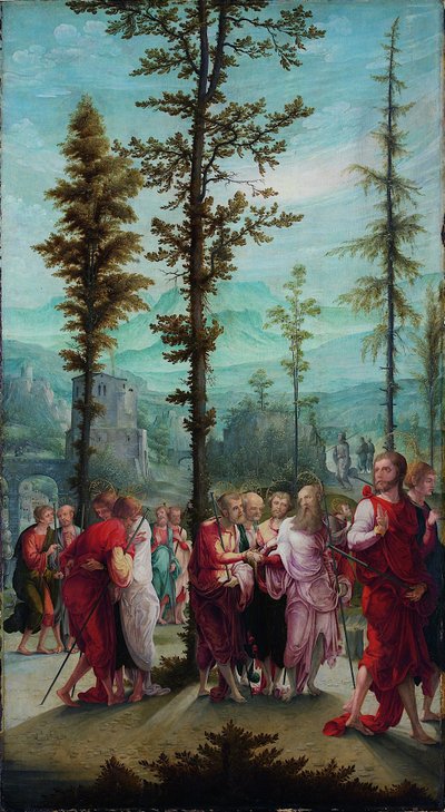 Le Christ fait ses adieux aux apôtres - Lower Rhenish pupil of Wolf Huber