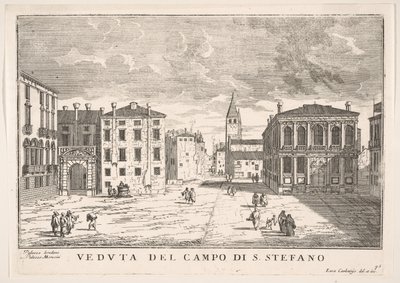 Planche 95 : Vue du Campo Santo Stefano avec le Palais Loredan et le Palais Morosini, Venise, 1703 - Luca Carlevarijs
