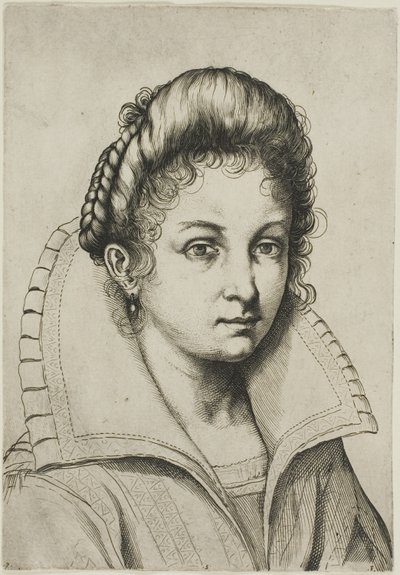 Buste de femme avec un grand col, de l