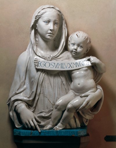 Sainte Vierge avec le Sauveur enfant tenant un rouleau - Luca Della Robbia