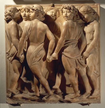 Laudate Eum in choro (Psaume 150, Laudate Dominum), panneau avec des garçons chantant et dansant en cercle - Luca Della Robbia