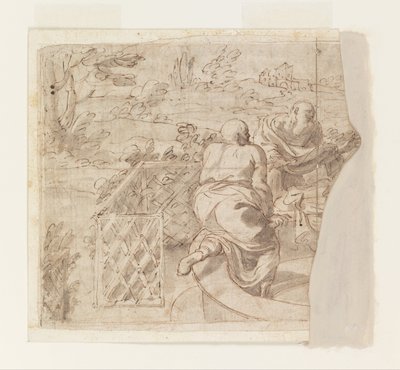 Dessin pour Susanna et les aînés - Luca Giordano