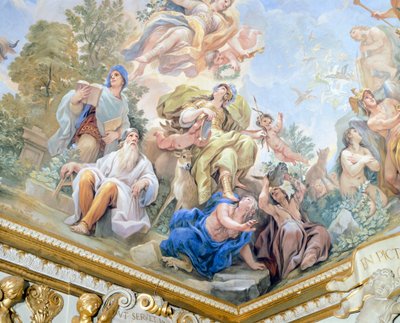 Prudence, (détail) du cycle de fresques dans la Salle des Miroirs par Luca Giordano (1634-1705), fresque, Palazzo Medici Riccardi, Florence - Luca Giordano
