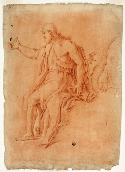 Saint Jean-Baptiste prêchant (recto); Nu masculin avec bras levés et esquisses de têtes (verso) - Luca Giordano