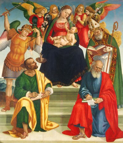 Madone et enfant avec saints et anges, milieu ou fin des années 1510 - Luca Signorelli