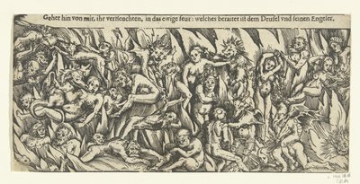 Enfer avec démons et damnés dans le feu éternel - Lucas Cranach