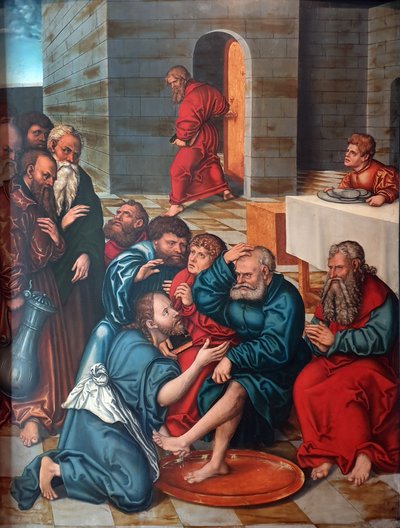 Allemand : Die Fußwaschung der Apostel Cycle de la Passion : Le Christ lave les pieds des apôtres - Lucas Cranach the Elder