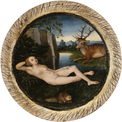 French : Nymphe de la source au repos Reclining Nymphe - Lucas Cranach the Elder