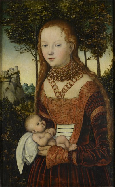 Jeune mère et enfant (dite "pénitence de saint Jean Chrysostome") / La princesse violée par saint Chrysostome - Lucas Cranach the Elder