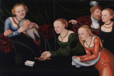 Vieil homme séduit par des courtisanes, vers 1537 - Lucas Cranach the Elder